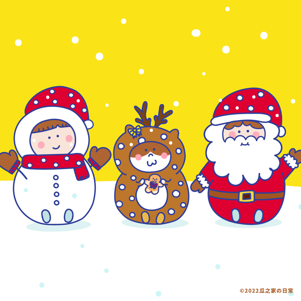 耶誕 聖誕 麋鹿 鍬形蟲 雪地 貓 插畫1